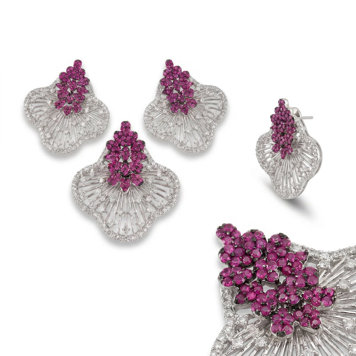 Ruby Fan Pendant Set — 4