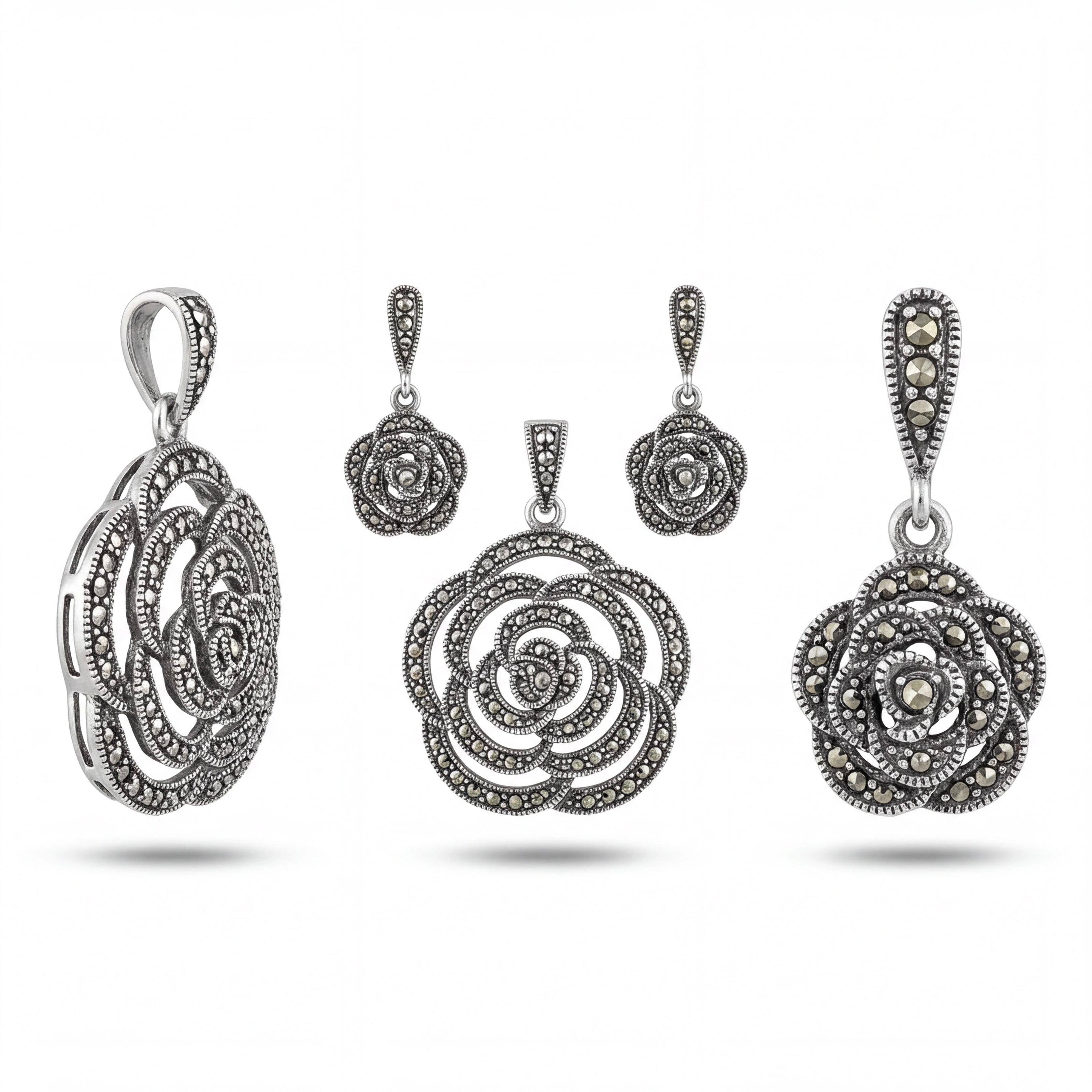 Marcasite Floral Set — 4