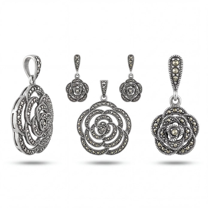 Marcasite Floral Set — 4