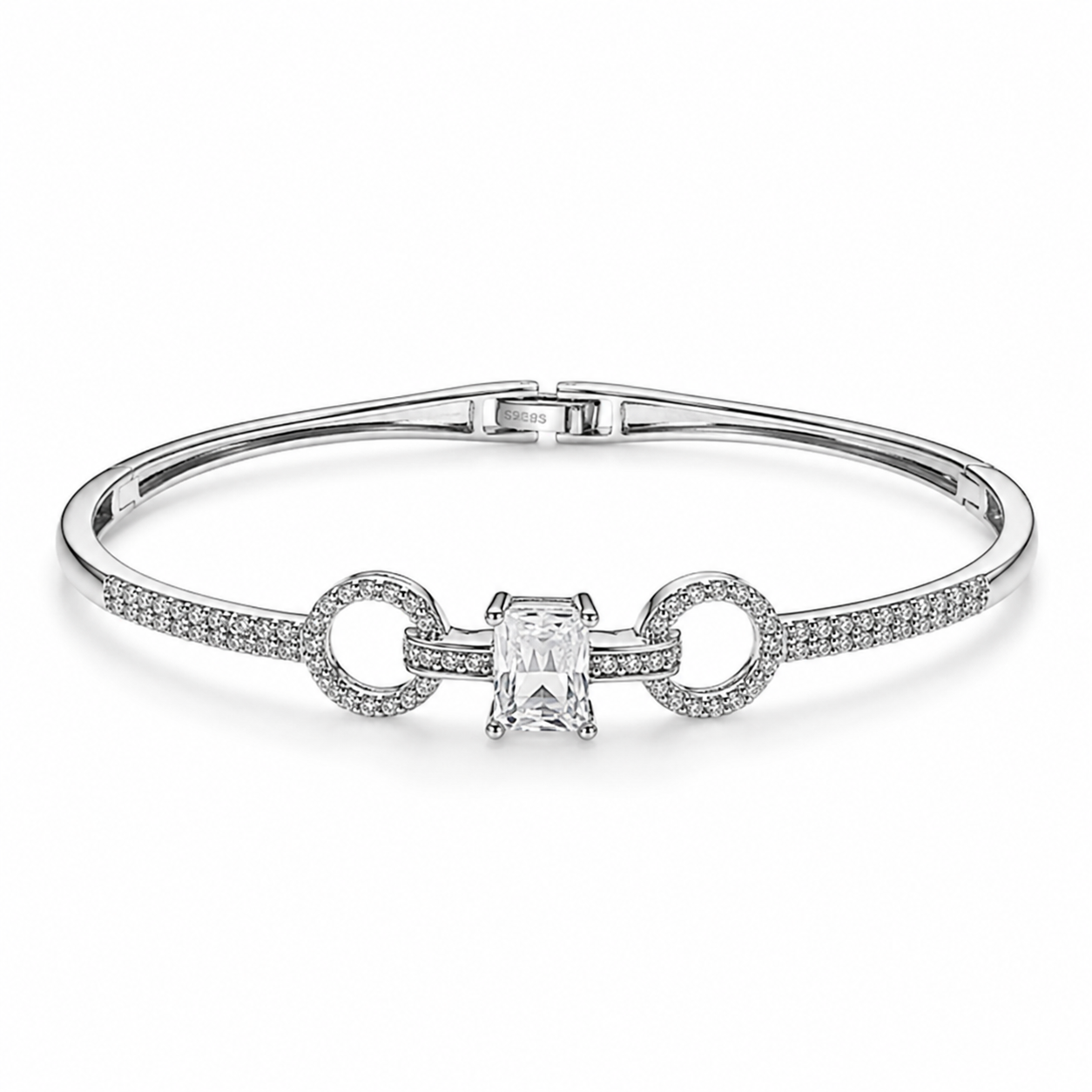 Emerald Cut Halo Bangle