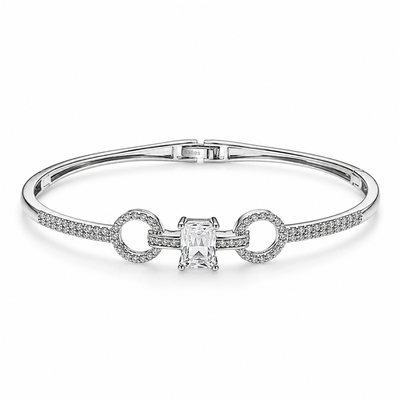 Emerald Cut Halo Bangle