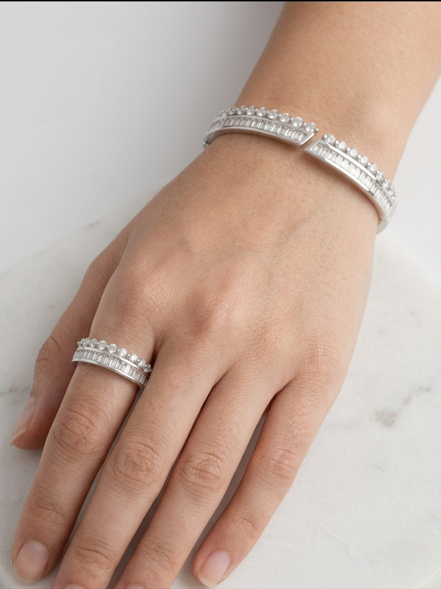 CZ Baguette Cuff Bracelet