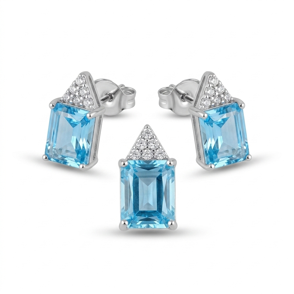 Blue Topaz Pendant Set