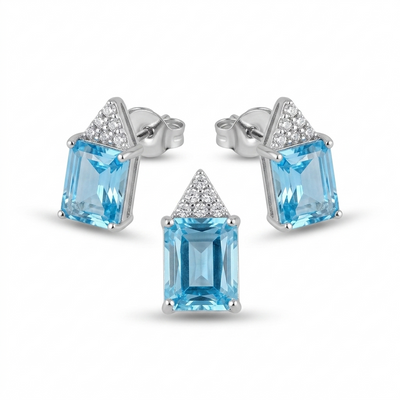 Blue Topaz Pendant Set