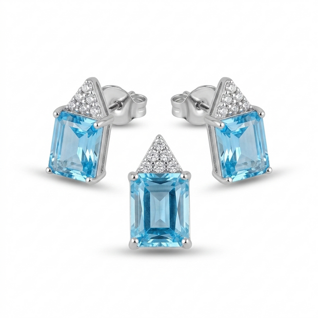Blue Topaz Pendant Set