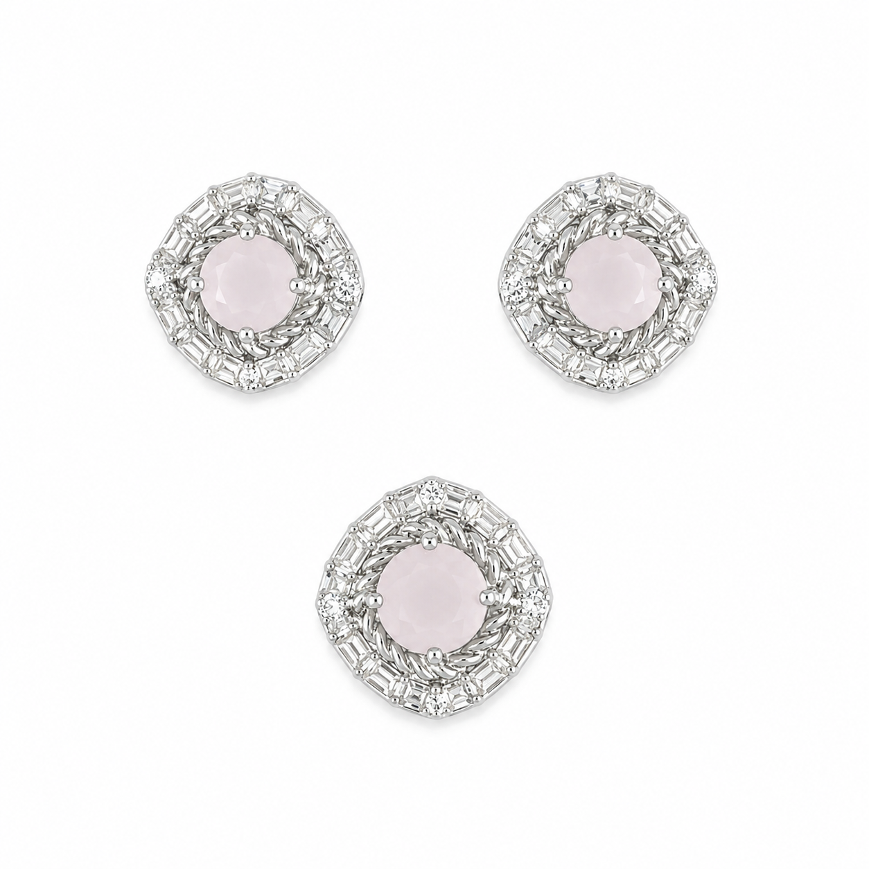 Rose Quartz Halo Set