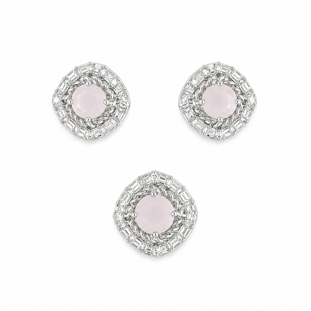 Rose Quartz Halo Set