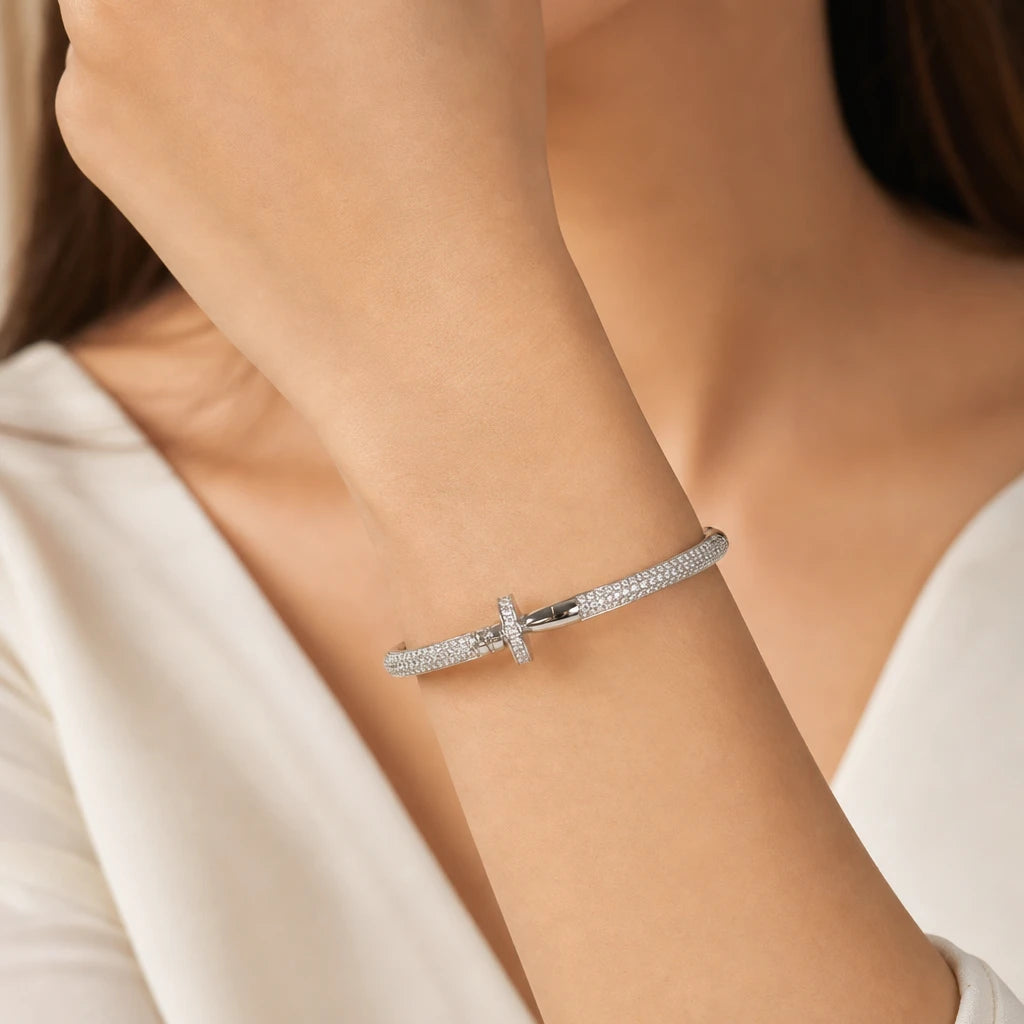 Pave Diamond Nail Bangle