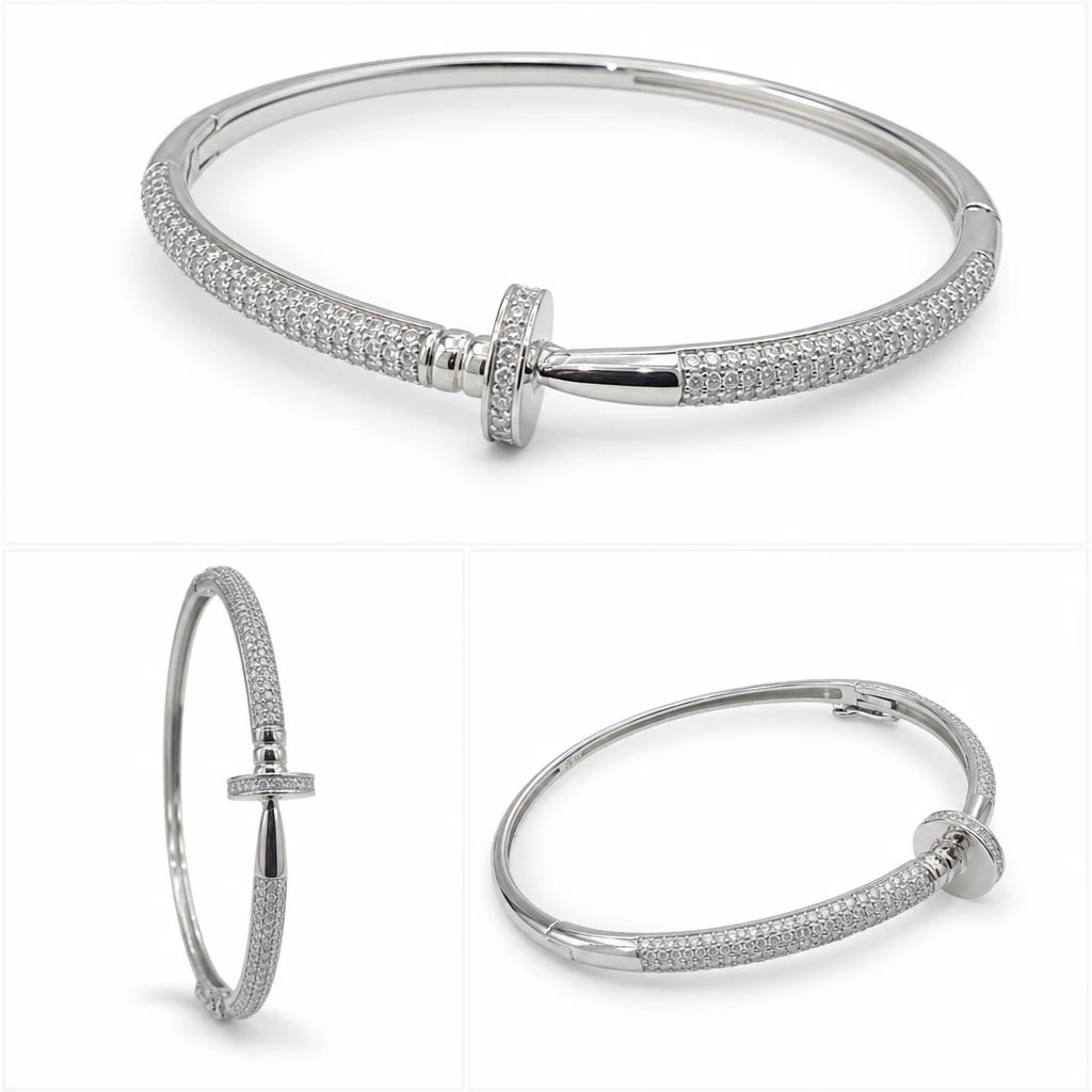 Pave Diamond Nail Bangle